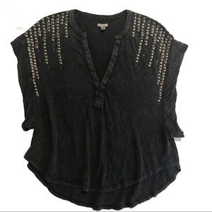 Ecotè Charcoal Muscle Top with Embellishments